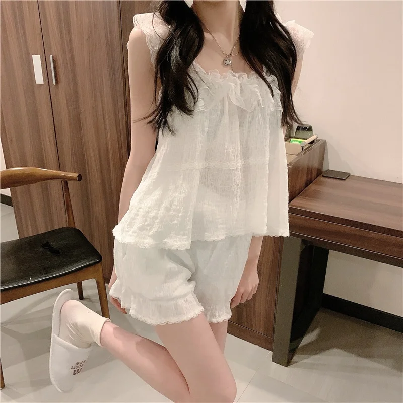 Pure Desire White Lace Strap Spwear orts Two-Piece Set Women Sweet INS Sle Student Home Clothes Summer Cotton Linen Fa...
Pure Desire White Lace Strap Spwear orts Two-Piece Set Women Sweet INS Sle Student Home Clothes Summer Cotton Linen Fa...