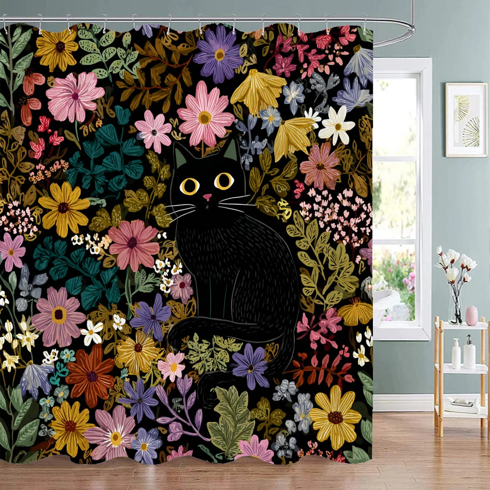 Flowers and plants cat pattern Shower Curtain, Bathroom Decorative Shower Curtain, Waterproof Shower Curtain with Hooks
Flowers and plants cat pattern Shower Curtain, Bathroom Decorative Shower Curtain, Waterproof Shower Curtain with Hooks
