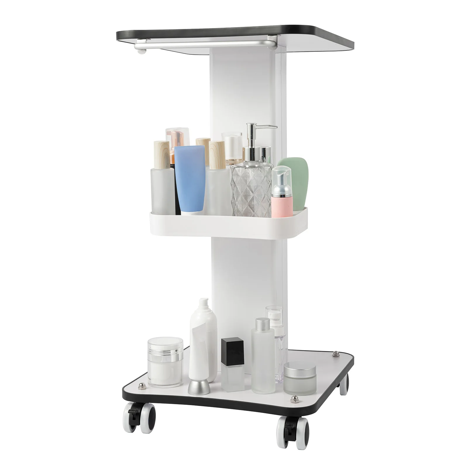 White New C Type Rolling Cart with Handle Iron Wood ABS Material Modern Style Painting Surface 4 Wheels 15kg Load Capacity 38x34cm Table Size 67cm Height Assembly Required Household Storage Trolley
White New C Type Rolling Cart with Handle Iron Wood ABS Material Modern Style Painting Surface 4 Wheels 15kg Load Capacity 38x34cm Table Size 67cm Height Assembly Required Household Storage Trolley