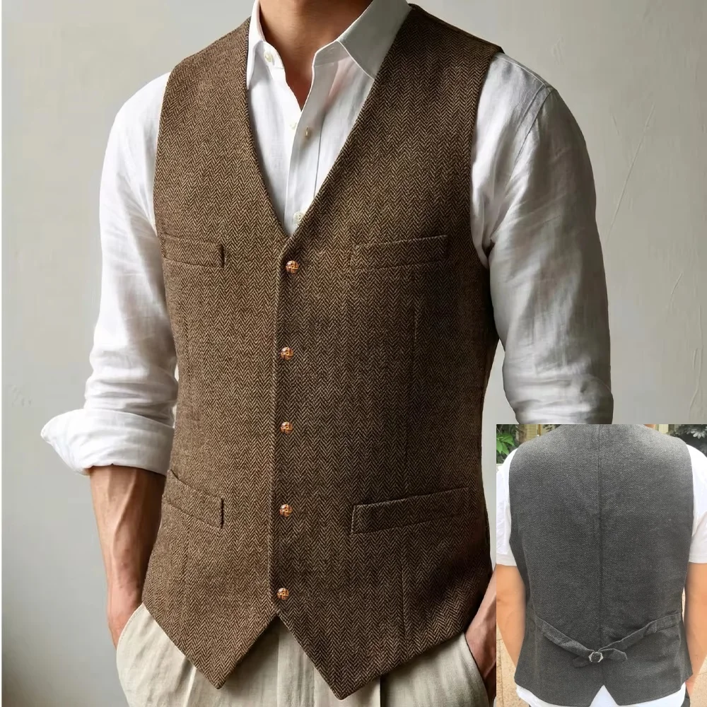 Men's Vest Herringbone Tweed V Neck Business Slim Fit Men's Waistcoat for Prom Wedding Groomsmen
Men's Vest Herringbone Tweed V Neck Business Slim Fit Men's Waistcoat for Prom Wedding Groomsmen