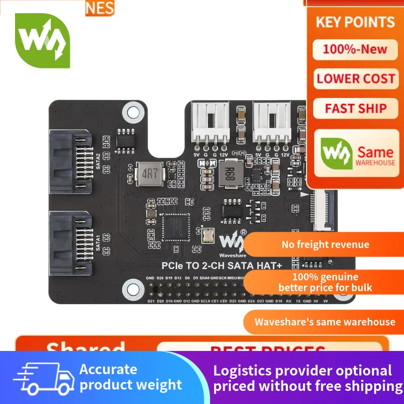 【Waveshare genuine】- PCIe To 2-Ch SATA Adapter For Raspberry Pi 5, Supports SATA Hard Drive Protocol, Onboard Dual LED Indicator
【Waveshare genuine】- PCIe To 2-Ch SATA Adapter For Raspberry Pi 5, Supports SATA Hard Drive Protocol, Onboard Dual LED Indicator