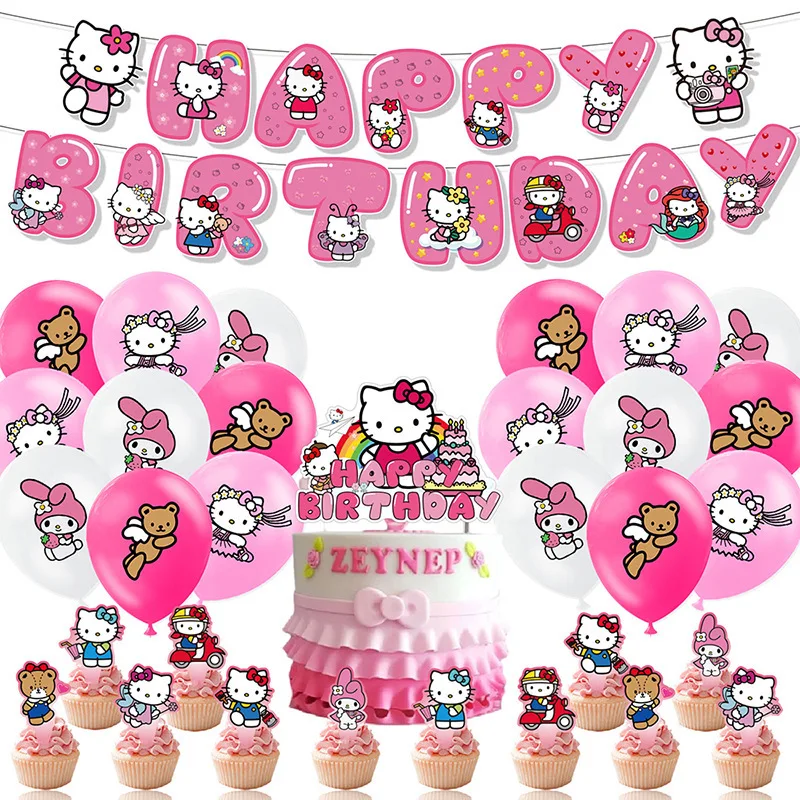 1Set/lot Hello Kitty Theme Bunting Happy Birthday Flags Balloon Decorations Girls Kids Favors Hanging Banner Party Supplies
1Set/lot Hello Kitty Theme Bunting Happy Birthday Flags Balloon Decorations Girls Kids Favors Hanging Banner Party Supplies