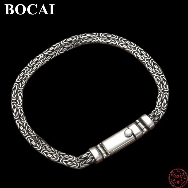 Браслеты BOCAI из стерлингового серебра S925 для мужчин и женщин, модные ювелирные украшения в стиле панк с плоской двойной цепочкой
Браслеты BOCAI из стерлингового серебра S925 для мужчин и женщин, модные ювелирные украшения в стиле панк с плоской двойной цепочкой