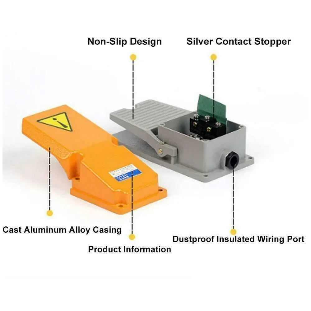 Switch Foot Pedal Switch Aluminum Alloy Casing Adjustable Mechanical Memory Structure 10A Current IP62 Protection
Switch Foot Pedal Switch Aluminum Alloy Casing Adjustable Mechanical Memory Structure 10A Current IP62 Protection