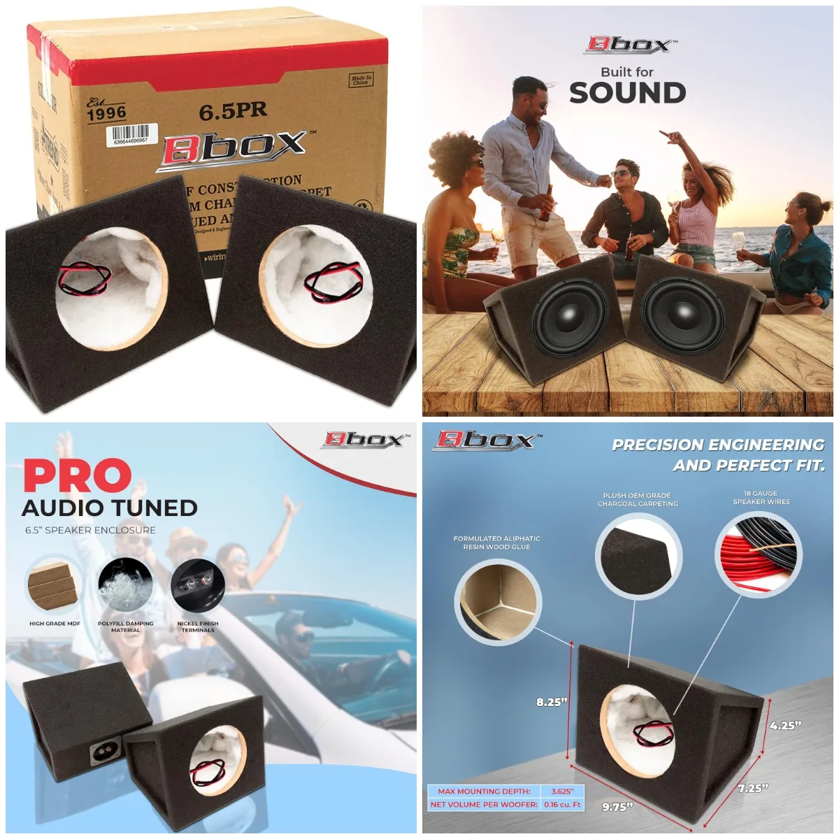 Bbox Pro 6.5' Speaker Enclosures - Premium Sound & Bass - Nickel Terminals, 18 Gauge Cables - Set of 2 (Black)
Bbox Pro 6.5' Speaker Enclosures - Premium Sound & Bass - Nickel Terminals, 18 Gauge Cables - Set of 2 (Black)