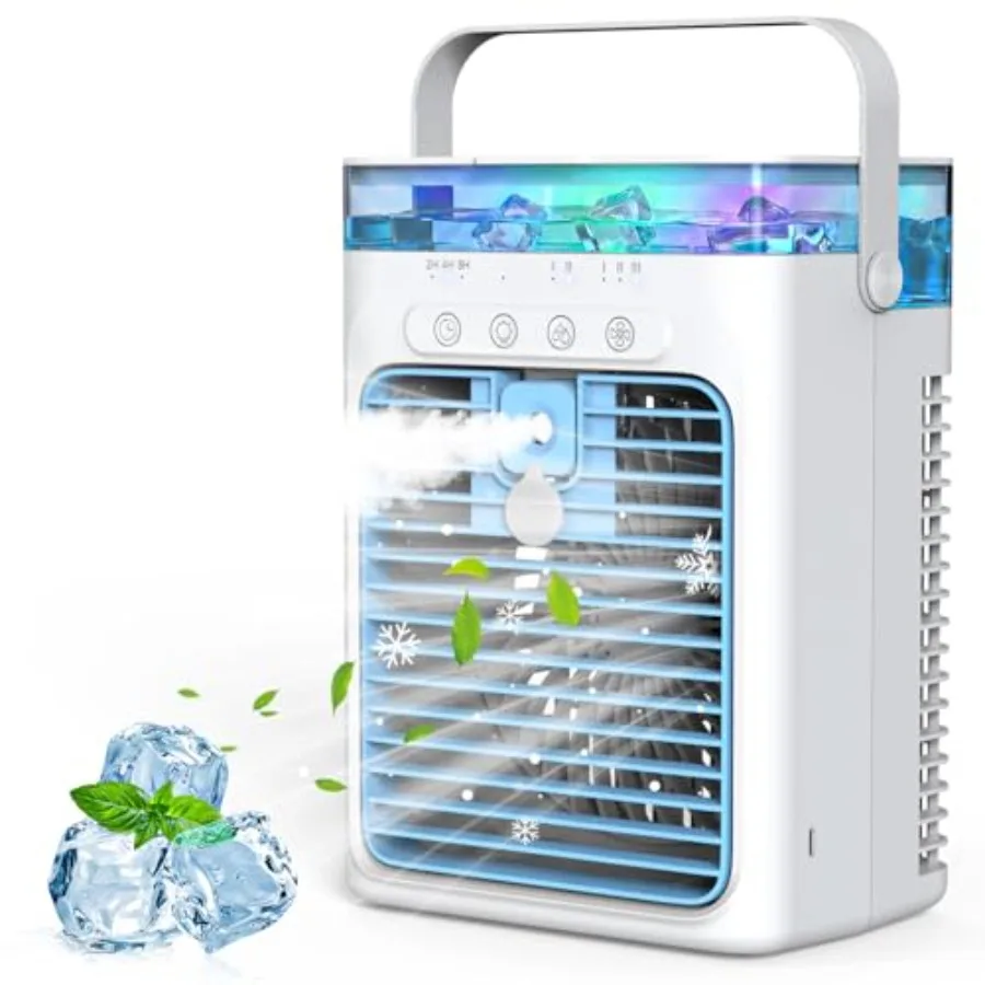 Portable Air Conditioners, 4 in 1 Mini AC Air Conditioner with 1000ml Water Tank, 3 Speeds, 2 Mist Modes, 2/4/8H Timer, Ambient
Portable Air Conditioners, 4 in 1 Mini AC Air Conditioner with 1000ml Water Tank, 3 Speeds, 2 Mist Modes, 2/4/8H Timer, Ambient