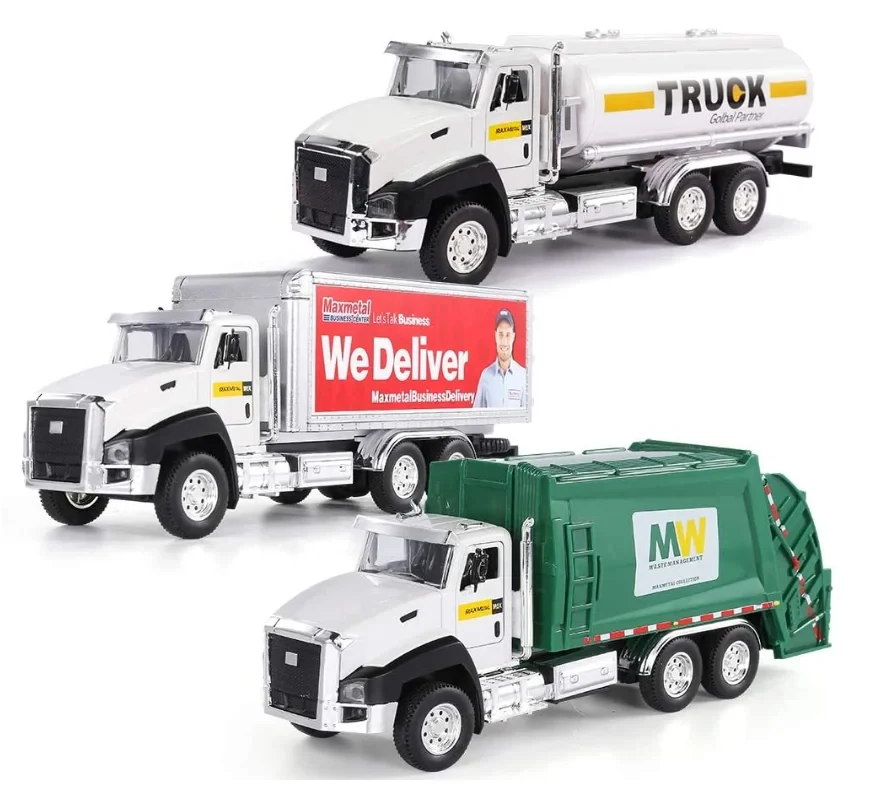 Diecast Transport Vehicle Garbage Truck Tanker Truck Express Delivery Truck, Metal Collectible Model Pull Back Cars for Boy B245
Diecast Transport Vehicle Garbage Truck Tanker Truck Express Delivery Truck, Metal Collectible Model Pull Back Cars for Boy B245