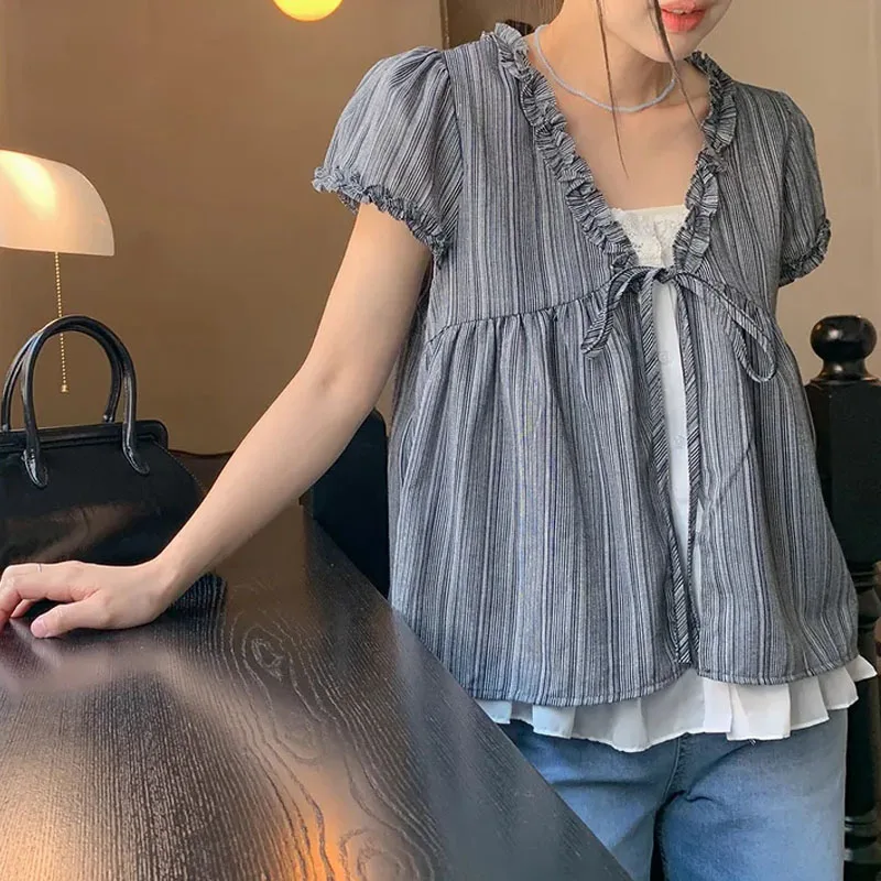 2026 Summer New Korean Style Linen Cotton Ruffle Short Sleeve Shirt Design Unique Top T-Shirt Casual Loose Fit Women's ...
2026 Summer New Korean Style Linen Cotton Ruffle Short Sleeve Shirt Design Unique Top T-Shirt Casual Loose Fit Women's ...