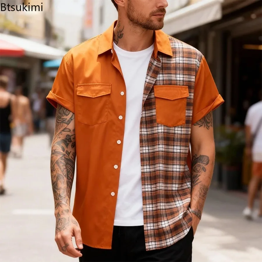 2026 Men's Summer Casual Short Sleeve Shirts Plaid Patchwork Lapel Luxury European Cardigan American Retro Leisure Loose Blouse
2026 Men's Summer Casual Short Sleeve Shirts Plaid Patchwork Lapel Luxury European Cardigan American Retro Leisure Loose Blouse