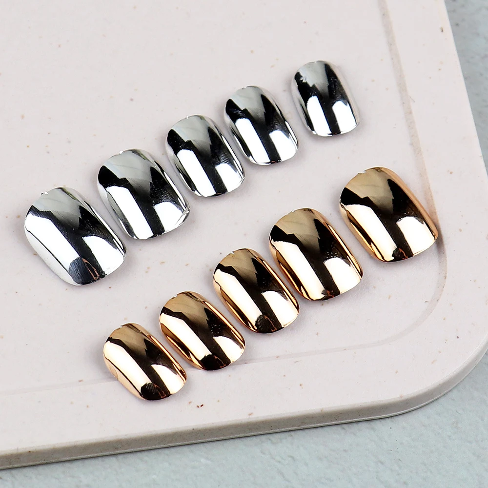 48 Pcs Gold Silver Mirror Chrome Kids Nails Press On Metalic False Nail Art Tips Pre-glue Short Oval Full Cover Fake Nails
48 Pcs Gold Silver Mirror Chrome Kids Nails Press On Metalic False Nail Art Tips Pre-glue Short Oval Full Cover Fake Nails