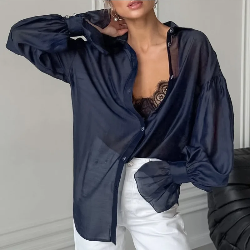 Fall 2025 New Long-sleeved Shirt Personality Fashion Temperament Casual Commuter Female Flared Sleeve Shirt Blue Loose Top
Fall 2025 New Long-sleeved Shirt Personality Fashion Temperament Casual Commuter Female Flared Sleeve Shirt Blue Loose Top