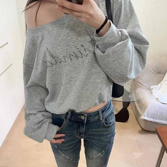Shoulder-Length Hoodie Women's Short Grey Lazy Style Loose Fit Korean Spring Autumn New Fashion Monotonous Shoulder Shirt
Shoulder-Length Hoodie Women's Short Grey Lazy Style Loose Fit Korean Spring Autumn New Fashion Monotonous Shoulder Shirt