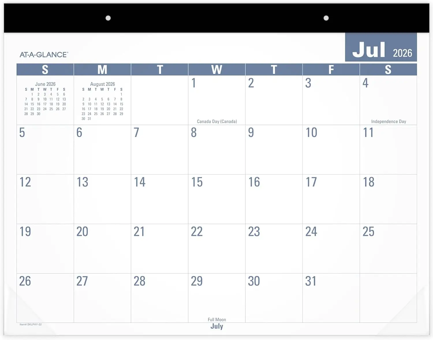 Academic Desk Calendar July 2026-June 2027, 21-3/4"x17", Large Daily Blocks, Easy-to-Read, Perforated Pages
Academic Desk Calendar July 2026-June 2027, 21-3/4"x17", Large Daily Blocks, Easy-to-Read, Perforated Pages