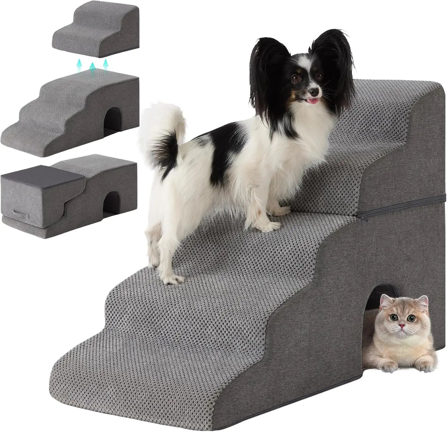 5-Step Foldable Pet Stairs for High Bed, 23'' H, Non-Slip Foam Dog Steps with Waterproof Cover, Grey
5-Step Foldable Pet Stairs for High Bed, 23'' H, Non-Slip Foam Dog Steps with Waterproof Cover, Grey