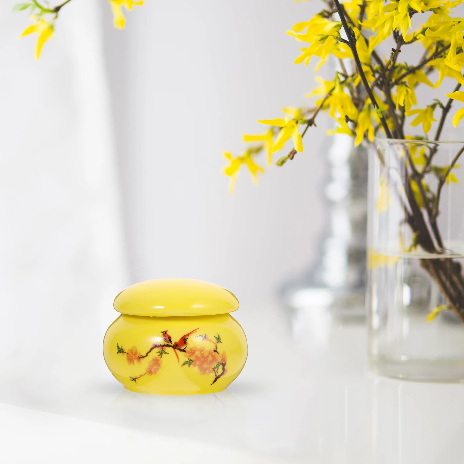 Retro Chinese Sealed Ceramic Mini Tea Jar Yellow Printed Medium Size Airtight Spice Container Multi Functional Desktop
Retro Chinese Sealed Ceramic Mini Tea Jar Yellow Printed Medium Size Airtight Spice Container Multi Functional Desktop