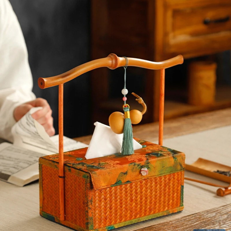 Retro bamboo brocade tissue box bamboo portable drawer living room home tea table desktop storage box
Retro bamboo brocade tissue box bamboo portable drawer living room home tea table desktop storage box