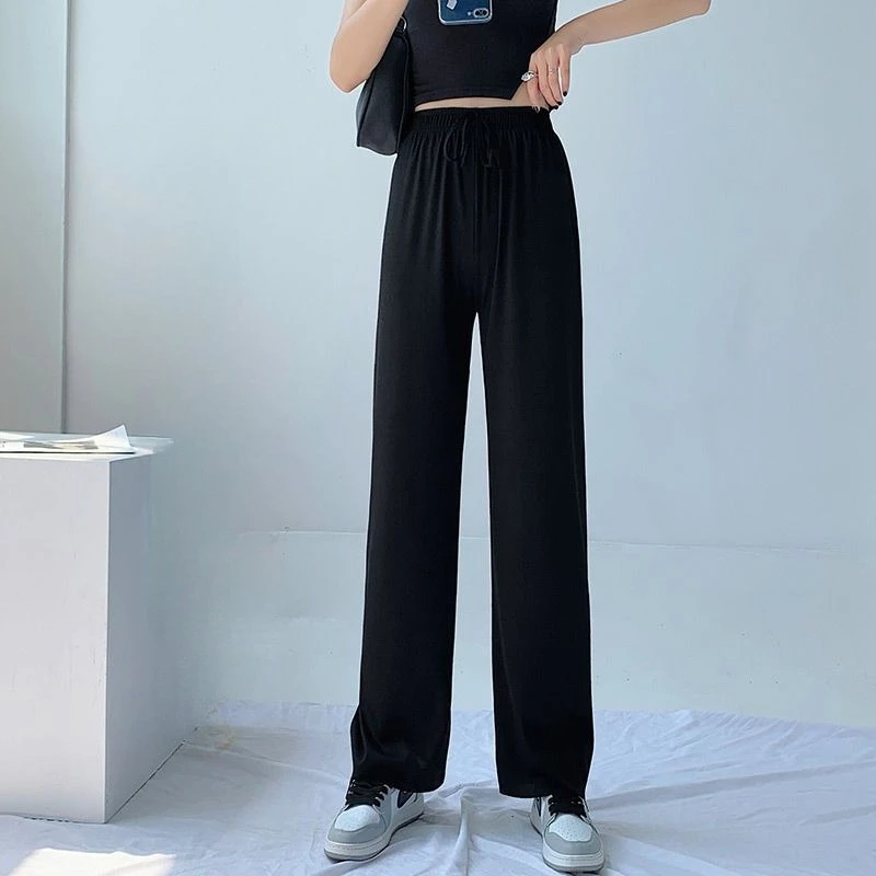 Black Ice Silk Women Wide Leg Floor-Length Pants High Waist Summer Lightweight Straight Cut Slimming Drape New Arrival Fashion
Black Ice Silk Women Wide Leg Floor-Length Pants High Waist Summer Lightweight Straight Cut Slimming Drape New Arrival Fashion