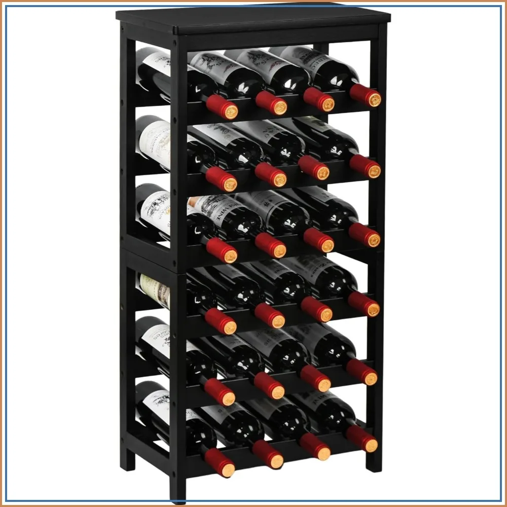 6-Tier Bamboo Wine Rack, 24-Bottle Freestanding Floor Storage with Table Top for Kitchen Bar Living Room, Black
6-Tier Bamboo Wine Rack, 24-Bottle Freestanding Floor Storage with Table Top for Kitchen Bar Living Room, Black