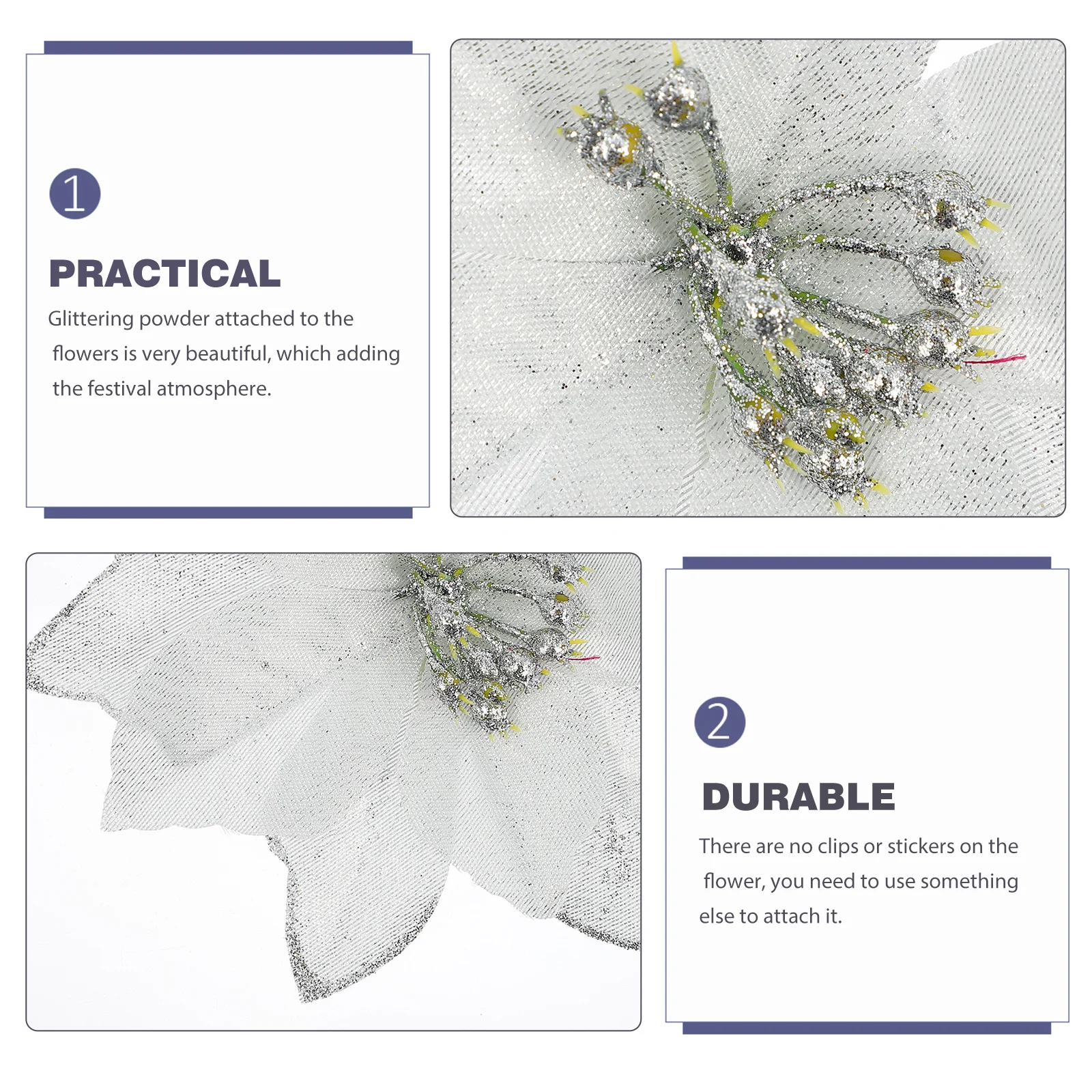 24Pcs Christmas Glitter Flower Artificial Xmas Fake Flower Large Size for Tree Hanging Pendant Wreath Table Decoration Supply 
24Pcs Christmas Glitter Flower Artificial Xmas Fake Flower Large Size for Tree Hanging Pendant Wreath Table Decoration Supply