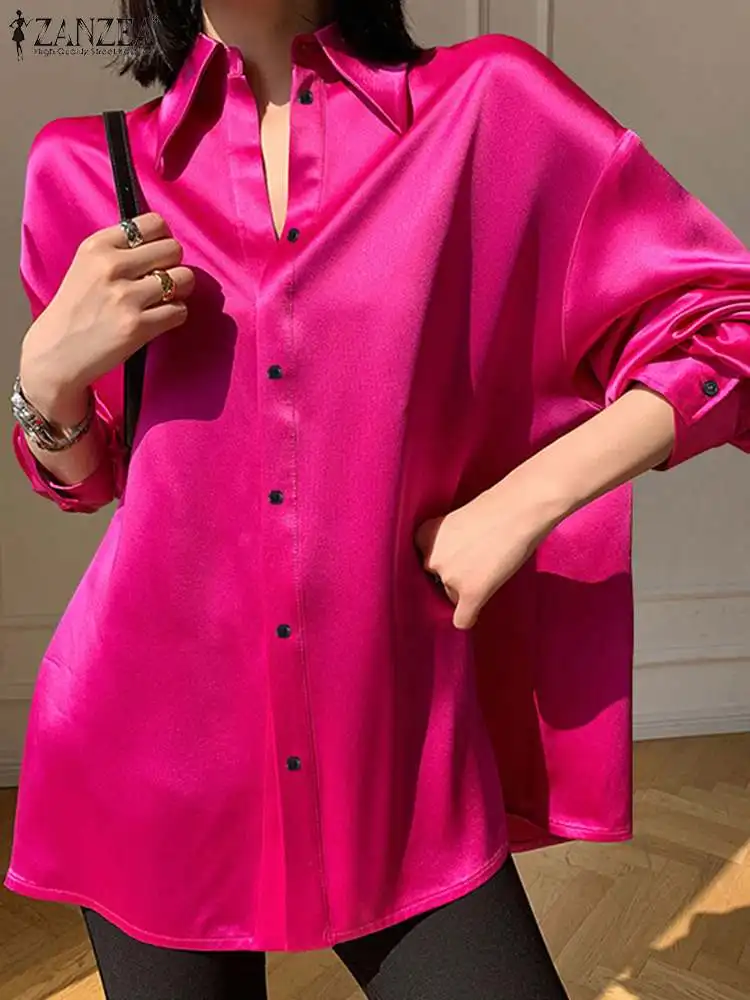 ZANZEA Elegant Female Tunics Autumn Satin Silk Shirt Fashion Women Long Sleeve Blouse Casual Loose Lapel 2023 Vintage Party Tops
ZANZEA Elegant Female Tunics Autumn Satin Silk Shirt Fashion Women Long Sleeve Blouse Casual Loose Lapel 2023 Vintage Party Tops