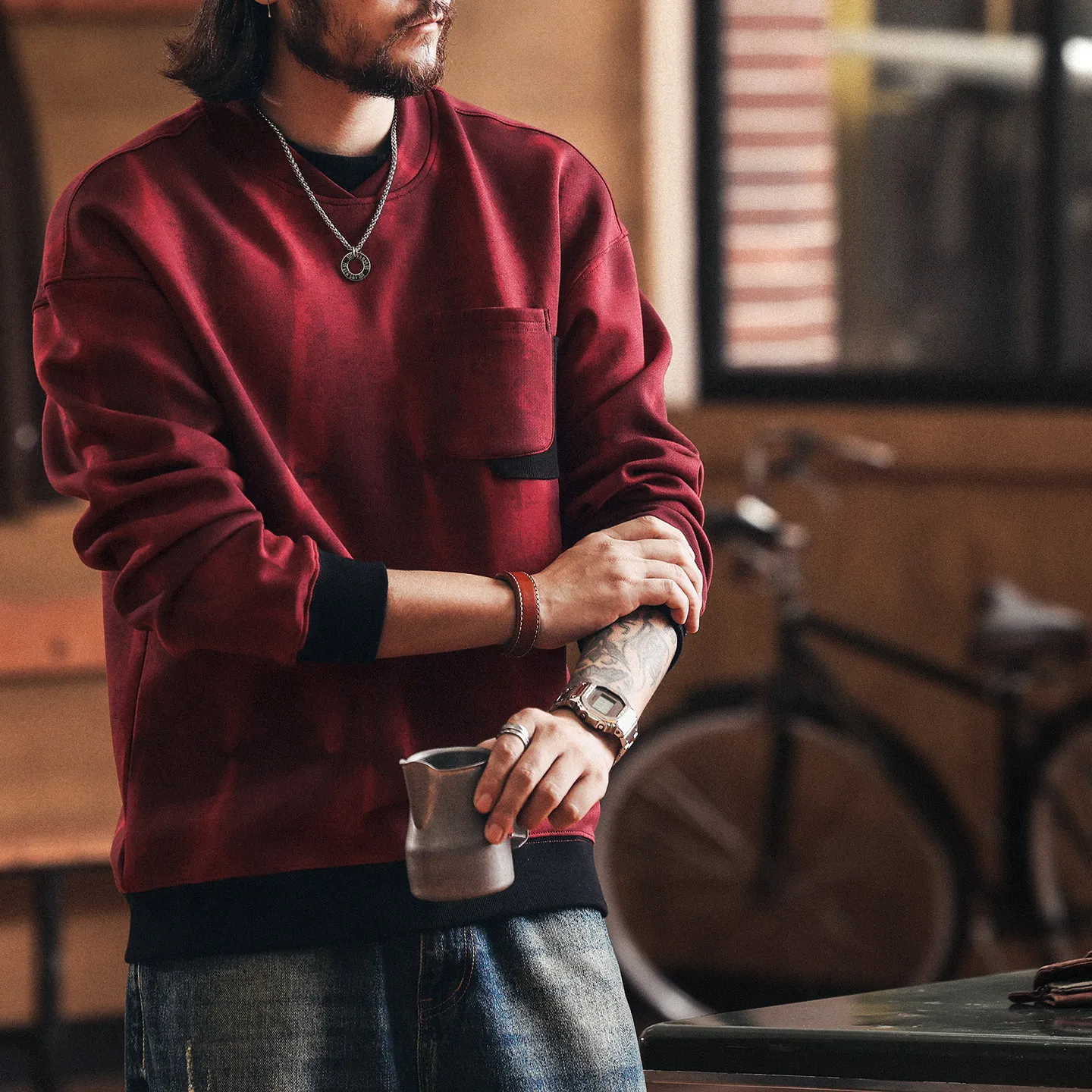 A heavyweight retro double-collar tie-dyed round-neck hoodie for men's autumn new top
A heavyweight retro double-collar tie-dyed round-neck hoodie for men's autumn new top