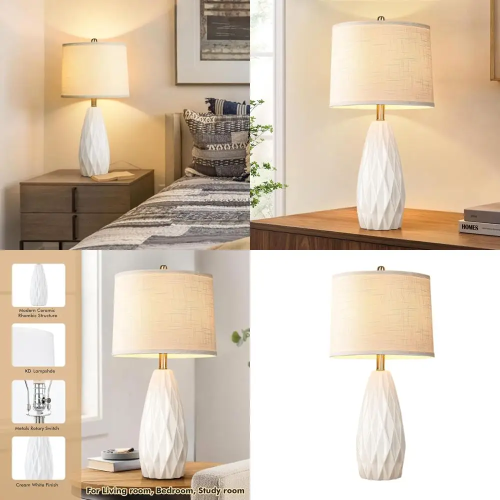 25 Inch Modern White Ceramic Table Lamp - Dimmable Nightstand Light for Bedroom, Living Room, Office, and Guest Rooms
25 Inch Modern White Ceramic Table Lamp - Dimmable Nightstand Light for Bedroom, Living Room, Office, and Guest Rooms