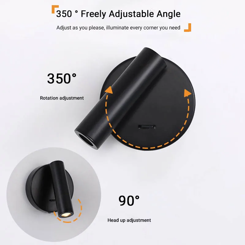 LED Bedroom Bedside Wall Light 350 ° Reading Rotating Wall Light Surface Mounted Ceiling Spotlight Button Switch 3W AC85-265V
LED Bedroom Bedside Wall Light 350 ° Reading Rotating Wall Light Surface Mounted Ceiling Spotlight Button Switch 3W AC85-265V