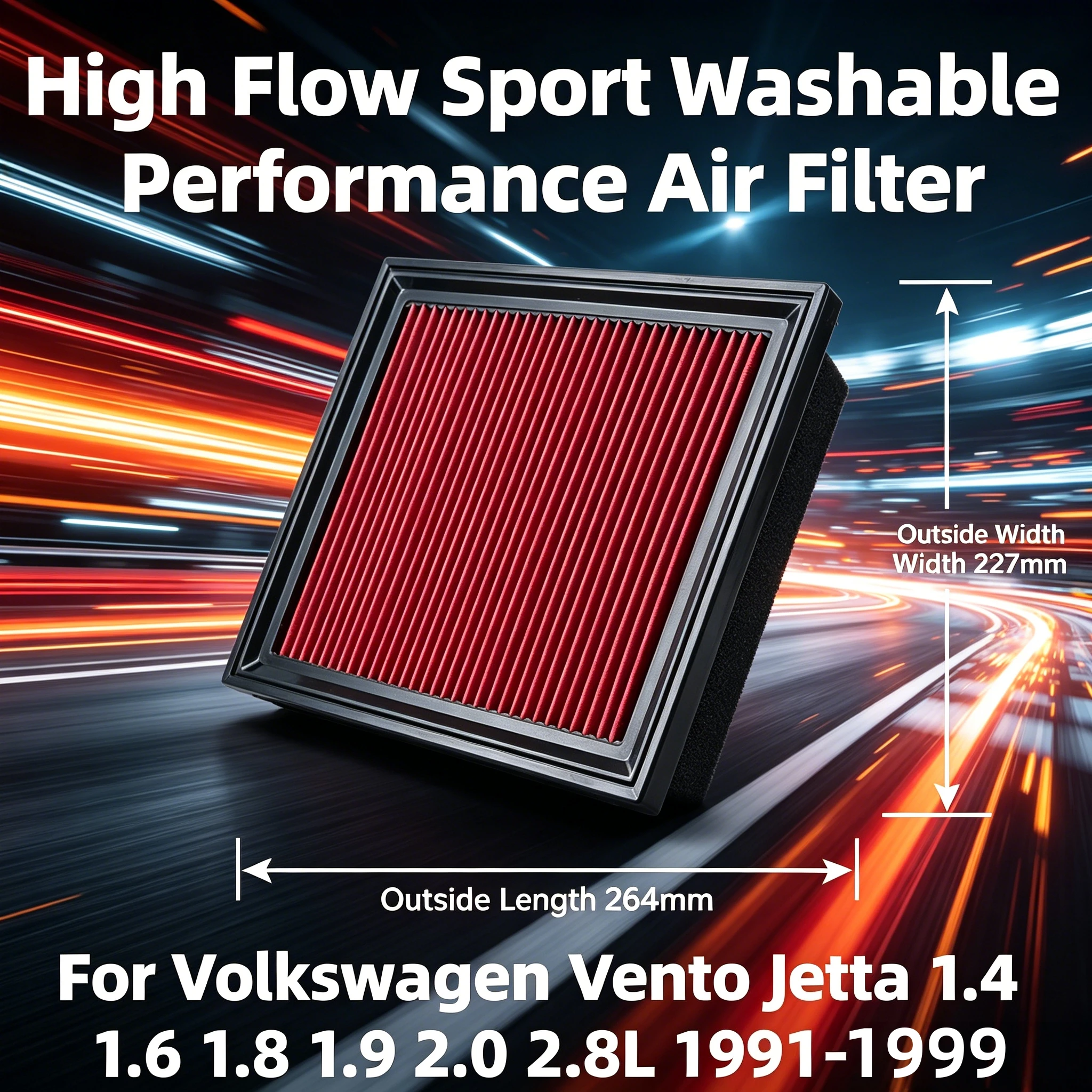 High Flow Sport Washable Performance Air Filter For Volkswagen Vento Jetta 1.4 1.6 1.8 1.9 2.0 2.8L 1991-1999 33-2069 1H0129620
High Flow Sport Washable Performance Air Filter For Volkswagen Vento Jetta 1.4 1.6 1.8 1.9 2.0 2.8L 1991-1999 33-2069 1H0129620
