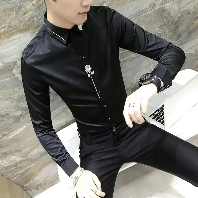 Spring Fashion Men's Casual Shirts Turn-down Collar Buttoned Shirt Tops Party Mens Clothing Solid Color High Quality Shirts A54
Spring Fashion Men's Casual Shirts Turn-down Collar Buttoned Shirt Tops Party Mens Clothing Solid Color High Quality Shirts A54