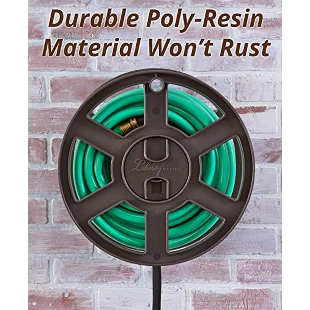 Wall Mount Hose Reel 100ft 5/8" Garden Hose Capacity Bronze Easy Installation Black Leader Hose Durable Poly Resin Construction
Wall Mount Hose Reel 100ft 5/8" Garden Hose Capacity Bronze Easy Installation Black Leader Hose Durable Poly Resin Construction