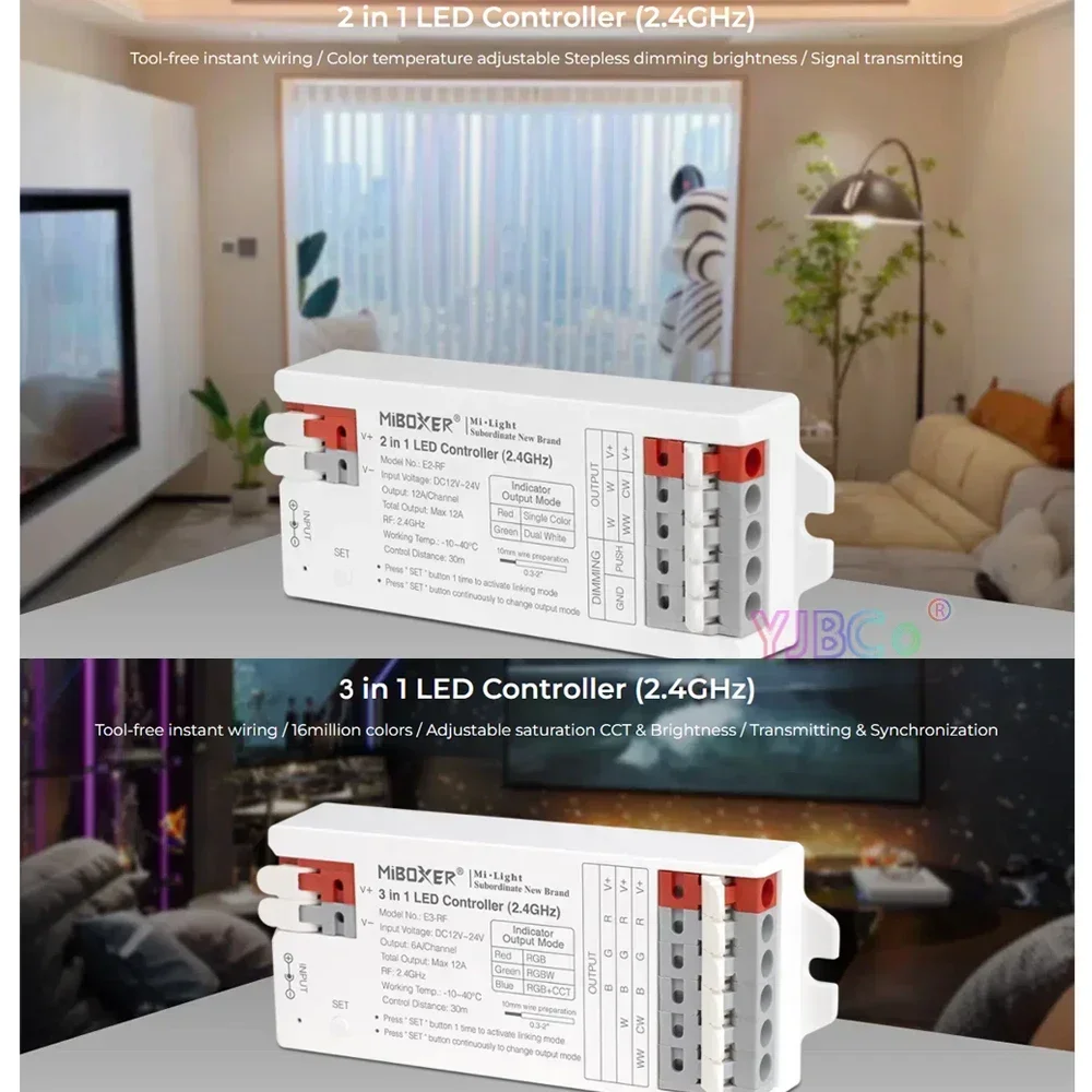 Miboxer 2.4G RF Remote control Single color/Dual white 2 in 1 LED Strip lamp Controller RGB/RGBW/RGBCCT 3 in 1 Light tape Dimmer
Miboxer 2.4G RF Remote control Single color/Dual white 2 in 1 LED Strip lamp Controller RGB/RGBW/RGBCCT 3 in 1 Light tape Dimmer