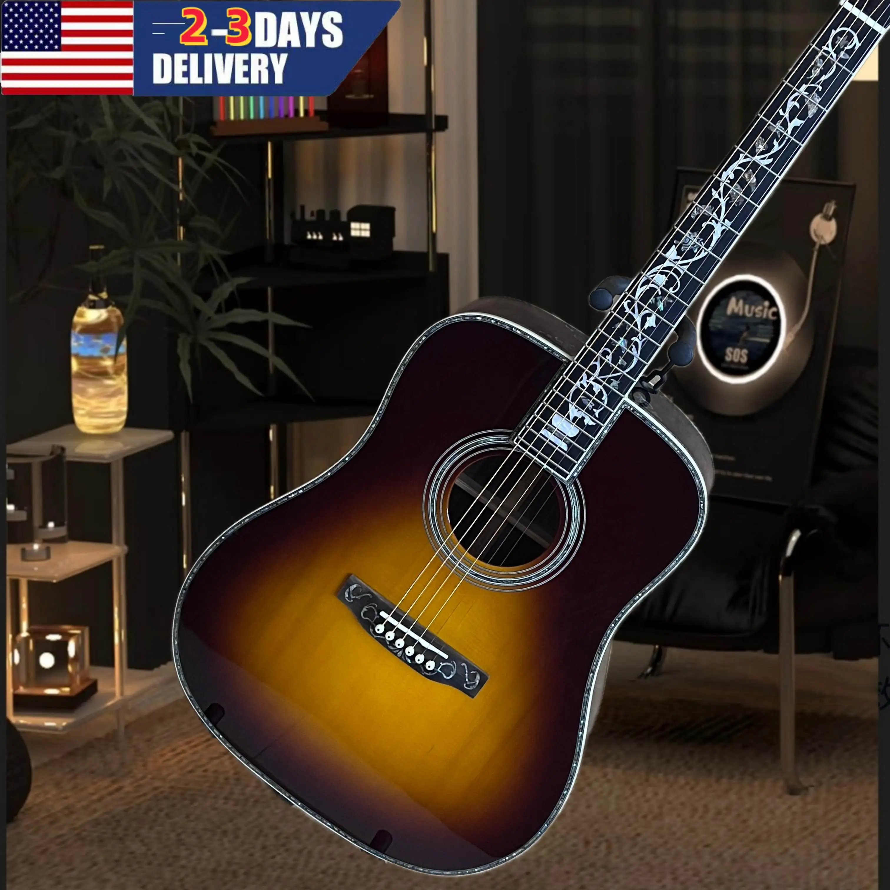 Handmade Sunset Color D Series Original Guitar 6-String Printed Small Vase Fingerboard Suitable for Beginners and Professionals
Handmade Sunset Color D Series Original Guitar 6-String Printed Small Vase Fingerboard Suitable for Beginners and Professionals
