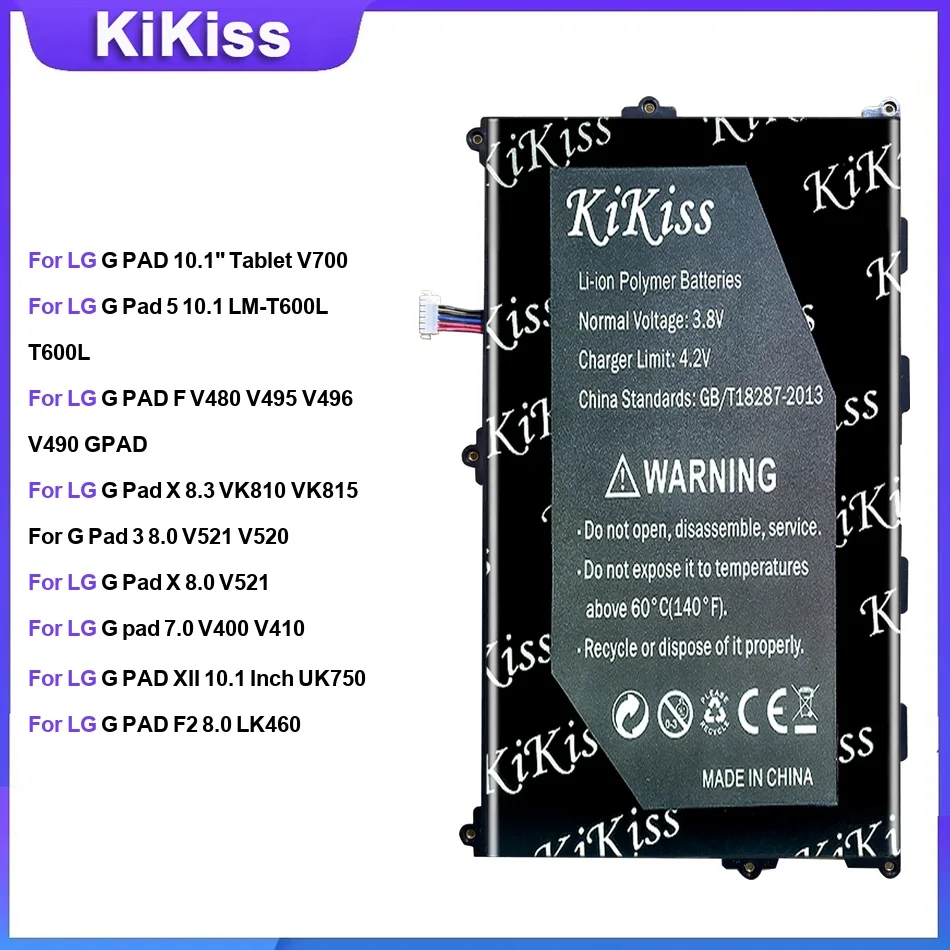Battery For LG G PAD 10.1" Tablet V700 Pad 5 10.1 F V480 X 8.3 VK810 X 8.0 V521 7.0 V400 XII 10.1 Inch UK750 F2 8.0 LK460 8.3
Battery For LG G PAD 10.1" Tablet V700 Pad 5 10.1 F V480 X 8.3 VK810 X 8.0 V521 7.0 V400 XII 10.1 Inch UK750 F2 8.0 LK460 8.3