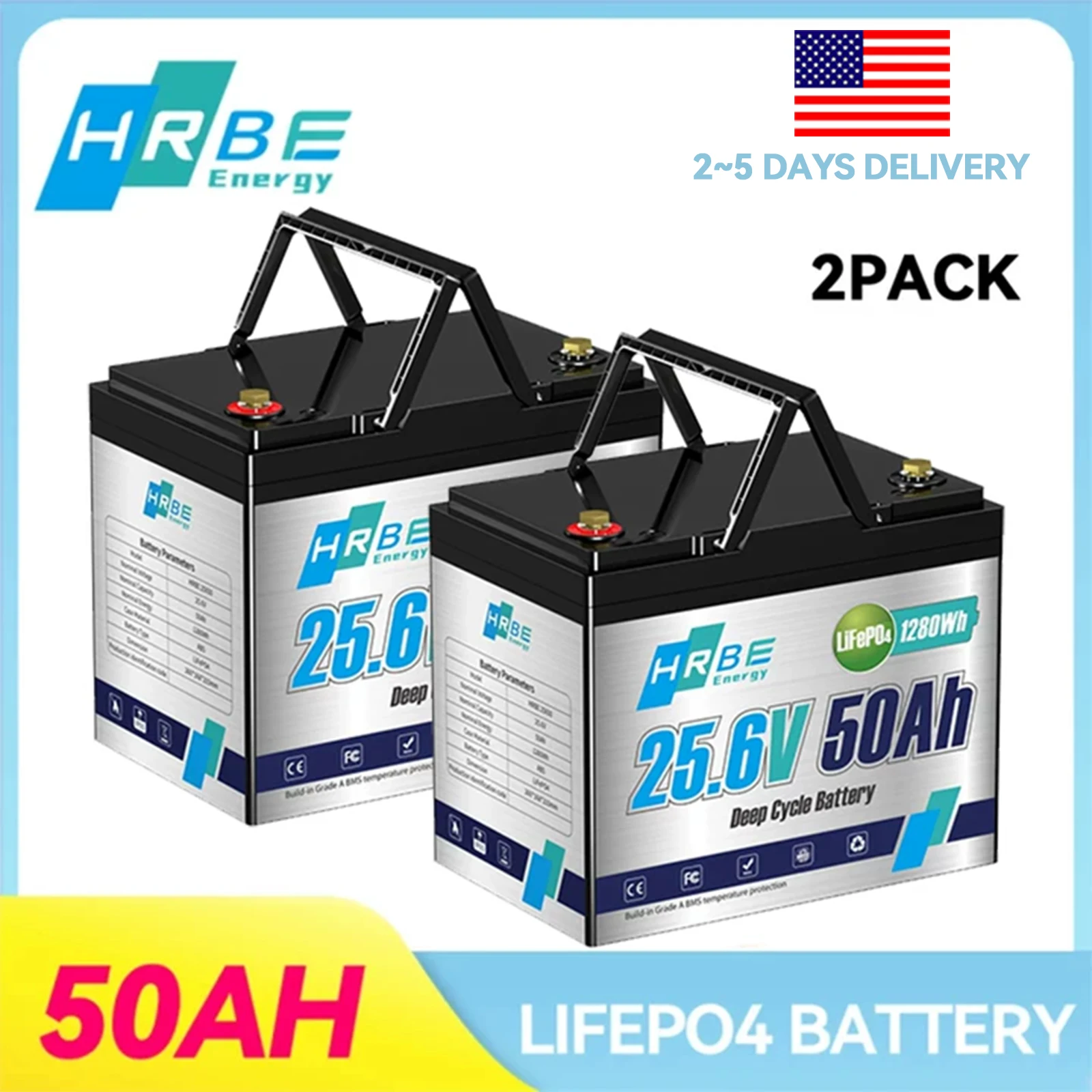 Литиевая батарея HRBEEnergy 24В 50Ач LiFePO4 с защитой от низких температур, максимальная энергия 1280 Вт·ч для автодомов/лодок/автономных систем/резервного питания дома
Литиевая батарея HRBEEnergy 24В 50Ач LiFePO4 с защитой от низких температур, максимальная энергия 1280 Вт·ч для автодомов/лодок/автономных систем/резервного питания дома