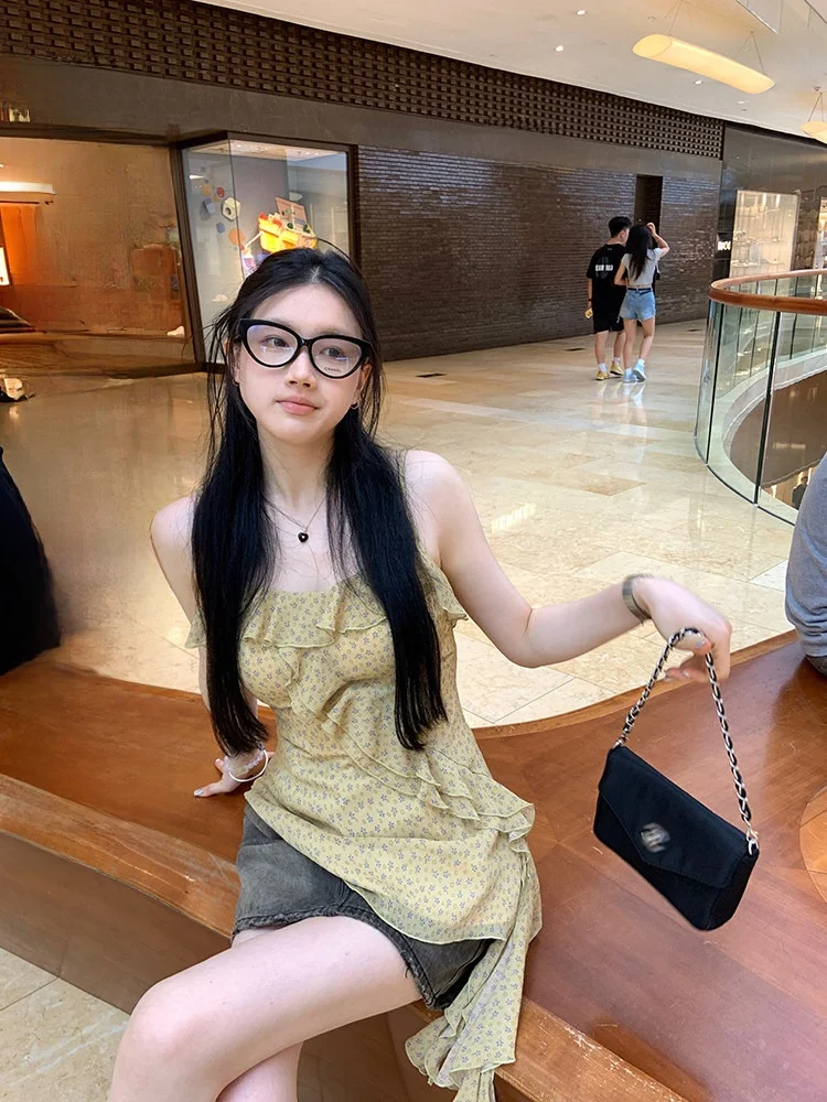 YOKLASS Summer Day Island Floral Print Strapl Chiffon Top Yellow Unique Design Sensation Women's Faion Casual V-ne
YOKLASS Summer Day Island Floral Print Strapl Chiffon Top Yellow Unique Design Sensation Women's Faion Casual V-ne