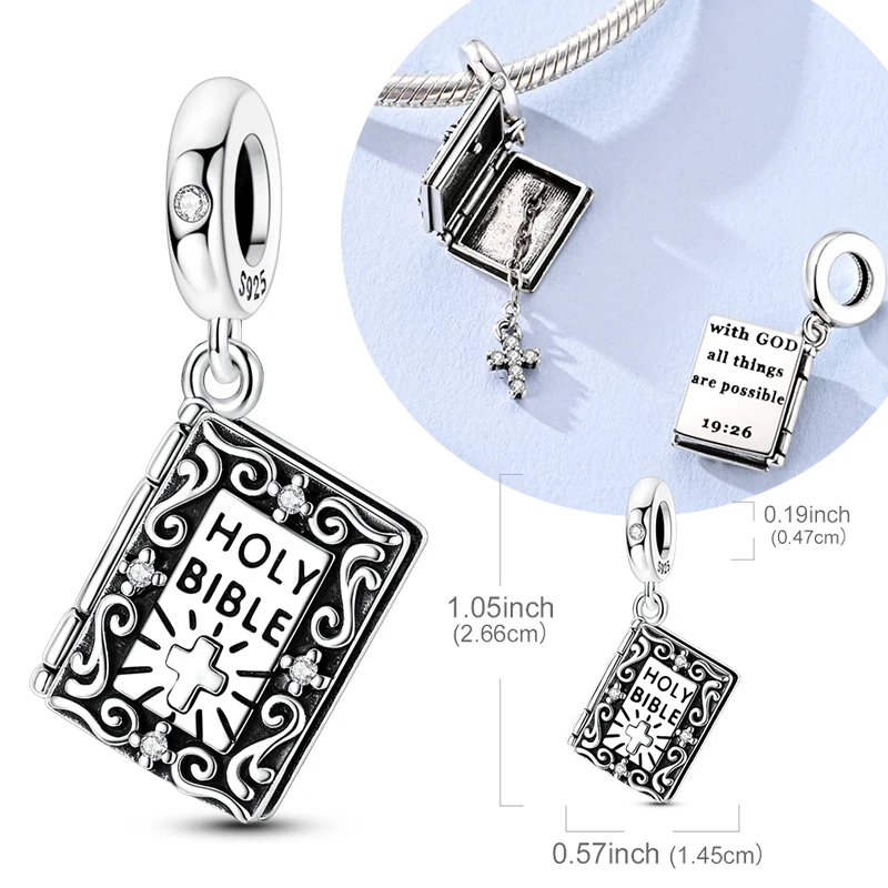 Original 925 Sterling Silver Charm Bead Openable the Holy Bible Pendant Fit Original Bracelet For Women Men DIY Jewelry Gift
Original 925 Sterling Silver Charm Bead Openable the Holy Bible Pendant Fit Original Bracelet For Women Men DIY Jewelry Gift