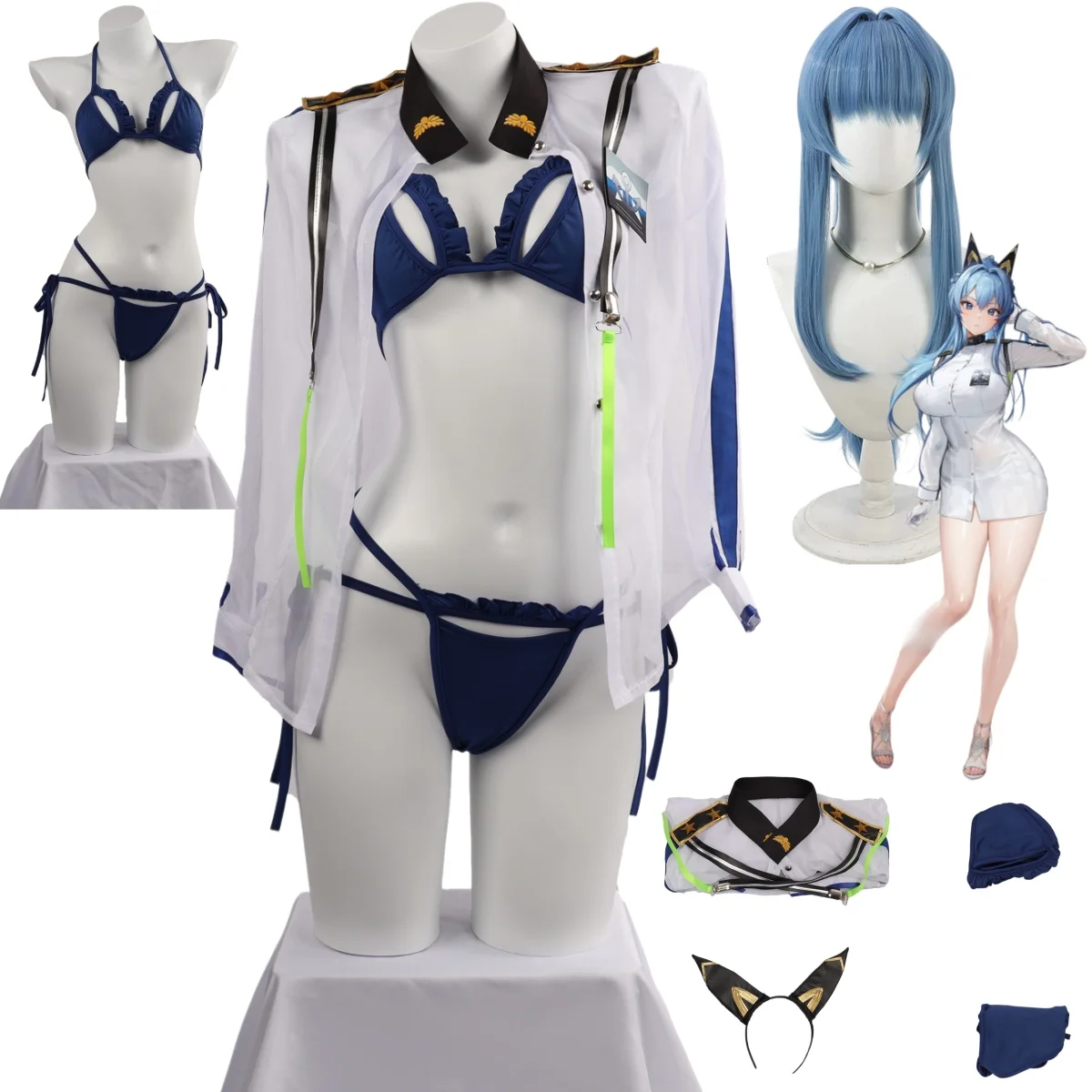 Game Helen Cosplay Costume Aquamarine Swimsuit Summer Beach Sexy Bikini Shorts Coat Wig Woman Cute Carnival Party Suit
Game Helen Cosplay Costume Aquamarine Swimsuit Summer Beach Sexy Bikini Shorts Coat Wig Woman Cute Carnival Party Suit