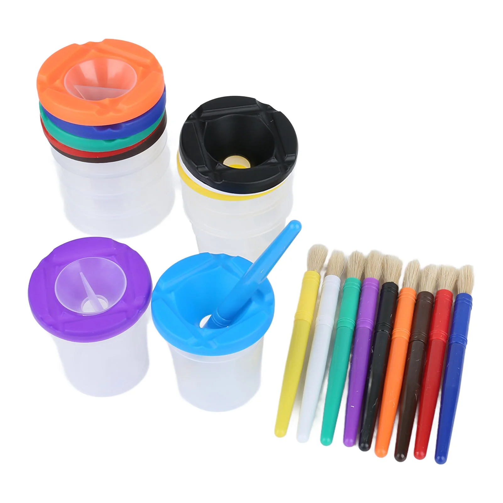 10 Pieces Spill Proof Paint Cups Kids Painting Set with Paintbrushes for Toddlers Kids Preschool Art Supplies
10 Pieces Spill Proof Paint Cups Kids Painting Set with Paintbrushes for Toddlers Kids Preschool Art Supplies