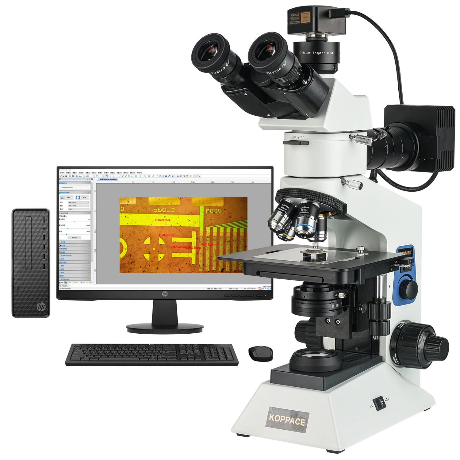 KOPPACE 174X-1740X Electron Metallurgical Microscope 18 MP USB3.0 Camera Support Photographing and Measurement
KOPPACE 174X-1740X Electron Metallurgical Microscope 18 MP USB3.0 Camera Support Photographing and Measurement