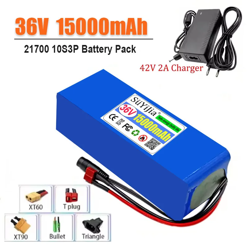 New 21700 10S3P Lithium Ion Battery 36V 15000mAh 1000W Power Tool Battery Outdoor Backup Battery with 50A BMS, 42V 2A Charger
New 21700 10S3P Lithium Ion Battery 36V 15000mAh 1000W Power Tool Battery Outdoor Backup Battery with 50A BMS, 42V 2A Charger
