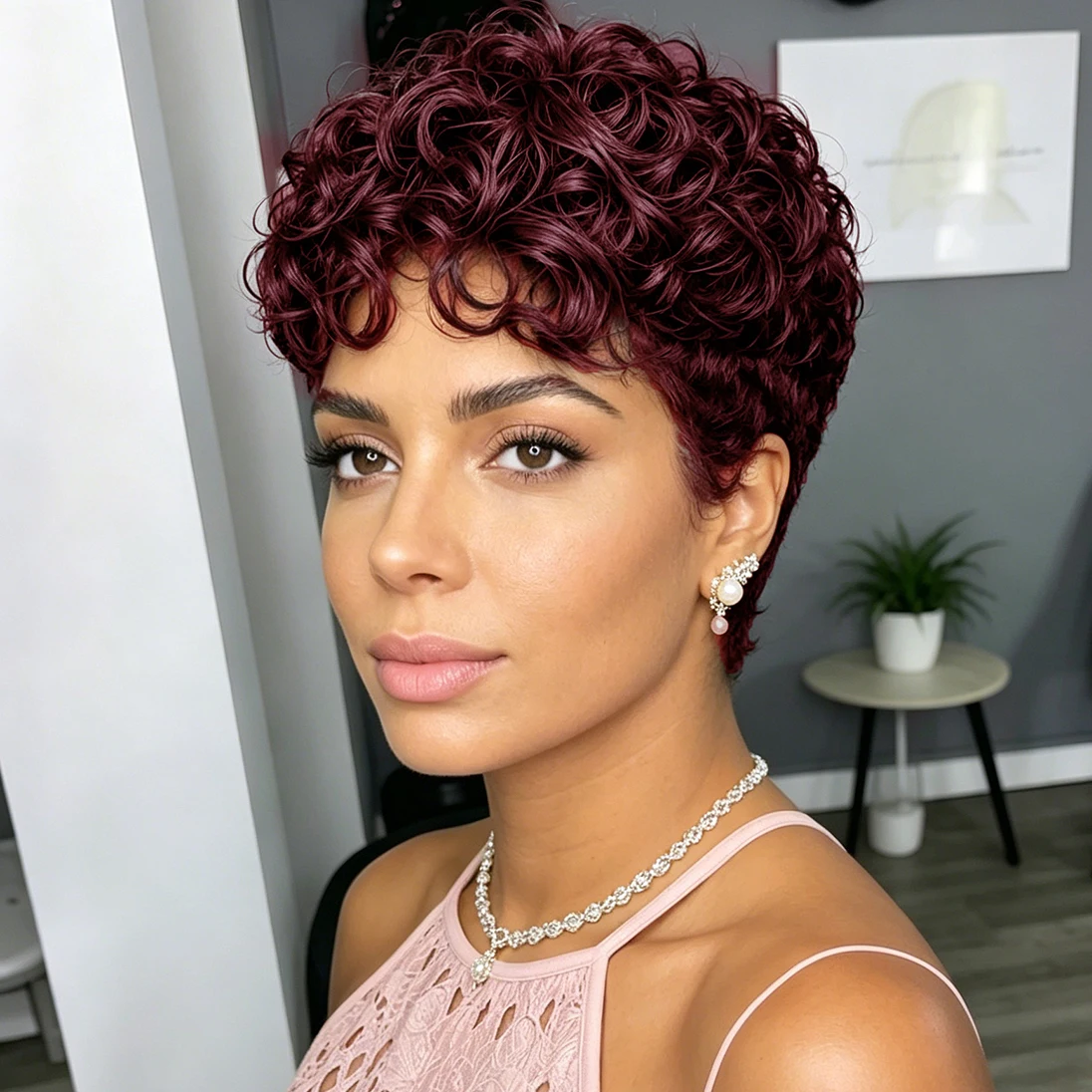Curly Pixie Cut Human Hair Wig Natural Color Brown 99J Natural Looking Daily Wear Wig Machine Made For Women
Curly Pixie Cut Human Hair Wig Natural Color Brown 99J Natural Looking Daily Wear Wig Machine Made For Women