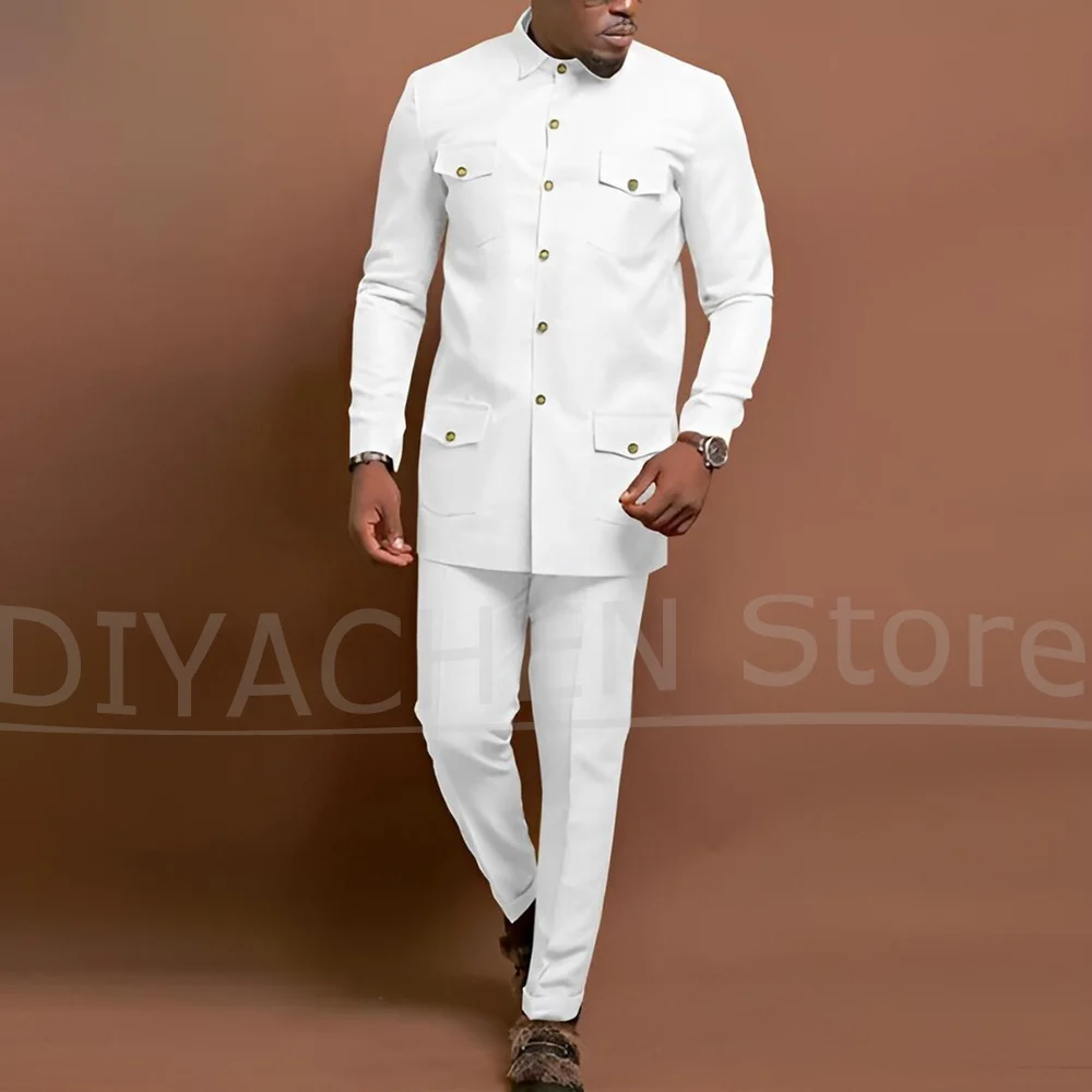 Fashion Men White Suit 2 Piece Set Long Sleeve Single Breasted Blazer with Pants Formal Business Wedding Party Casual Outfit
Fashion Men White Suit 2 Piece Set Long Sleeve Single Breasted Blazer with Pants Formal Business Wedding Party Casual Outfit