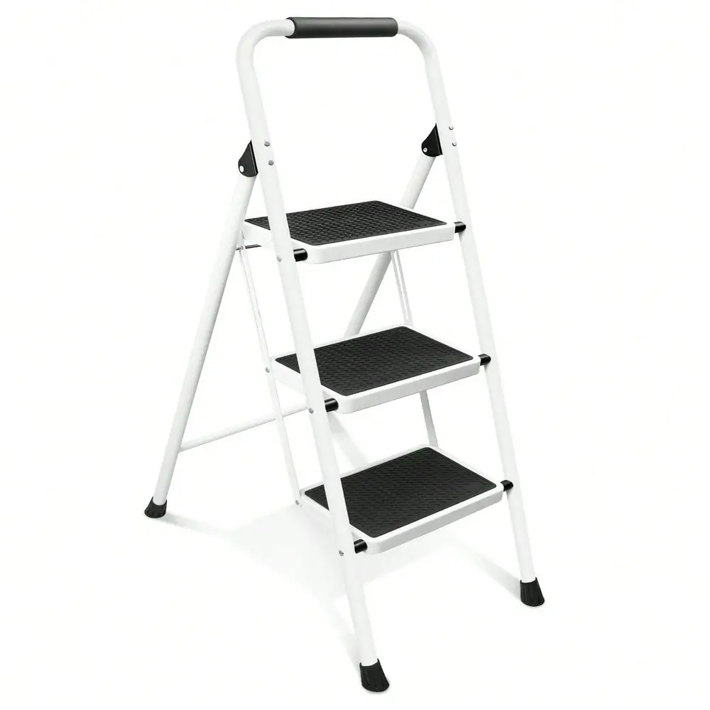 3 Step Ladder, Foldable Steel Stool With Wide AntiSlip Pedals, Convenient Handgrip, Portable Household Staircase Black Ideal Fo
3 Step Ladder, Foldable Steel Stool With Wide AntiSlip Pedals, Convenient Handgrip, Portable Household Staircase Black Ideal Fo