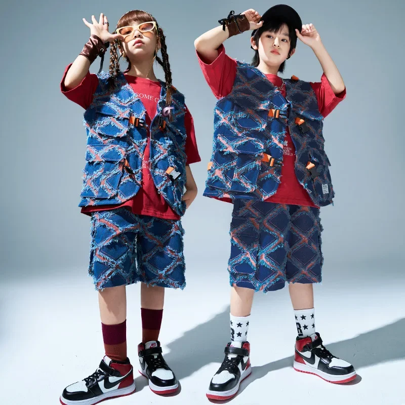 Kids Hip Hop Clothes Sets Checkered Blue Vest Plaid Blue Shorts Boys Street Dance Costume Girls Jazz Performance Suit
Kids Hip Hop Clothes Sets Checkered Blue Vest Plaid Blue Shorts Boys Street Dance Costume Girls Jazz Performance Suit