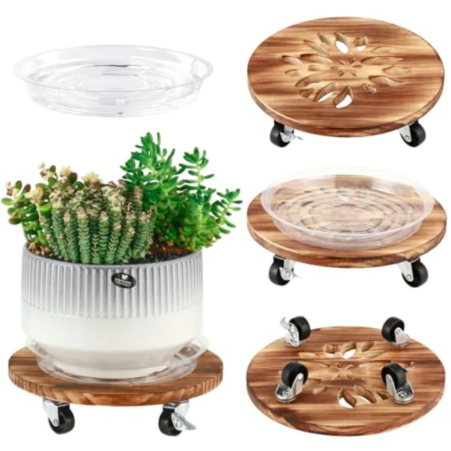 4 Pack Plant Caddy with Wheels Heavy Duty Wooden Plant Stand with Wheels Plant Dolly Rolling Plant Stand Plant Roller with Cast
4 Pack Plant Caddy with Wheels Heavy Duty Wooden Plant Stand with Wheels Plant Dolly Rolling Plant Stand Plant Roller with Cast