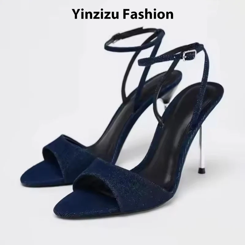 Summer Fashion Blue Female Sandal Open Toe Buckle High Heels Peep Pointed New Denim Stiletto Strap Womens Prom Shoes
Summer Fashion Blue Female Sandal Open Toe Buckle High Heels Peep Pointed New Denim Stiletto Strap Womens Prom Shoes