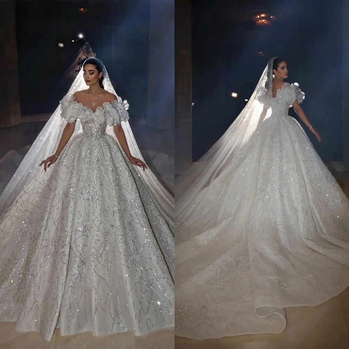 Gorgeous A-Line Wedding Dress For Women Puff Sleeves Bridal Gown Sequins Court Train Dresses Custom Made
Gorgeous A-Line Wedding Dress For Women Puff Sleeves Bridal Gown Sequins Court Train Dresses Custom Made