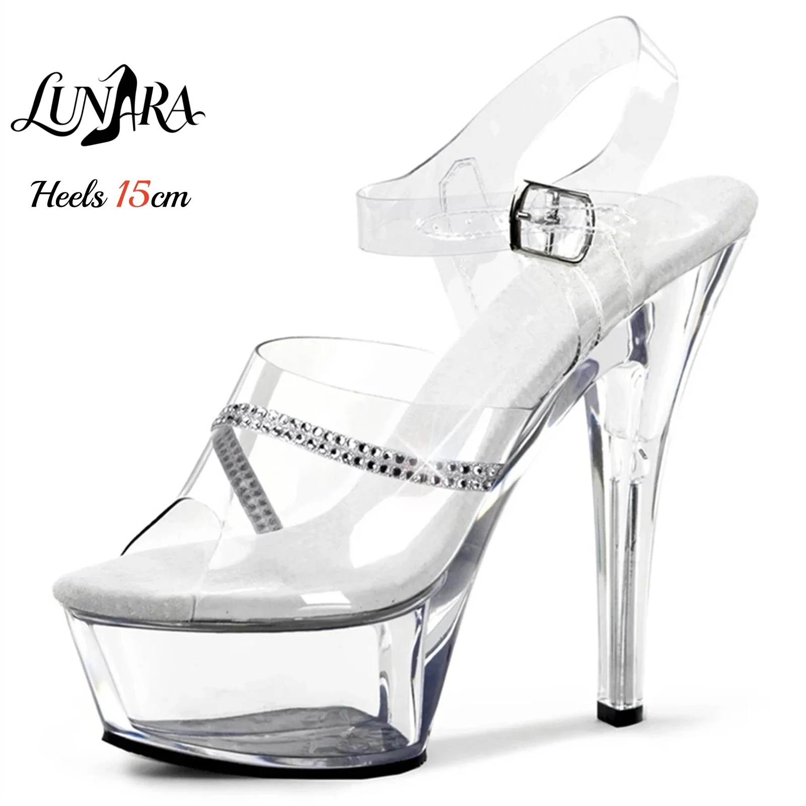 15cm/6Inch Clear Ankle Strap Buckle Open toe Platform Stiletto Heels Rhinestone Stripper shoe Pole dance Nightclub Raves Parties
15cm/6Inch Clear Ankle Strap Buckle Open toe Platform Stiletto Heels Rhinestone Stripper shoe Pole dance Nightclub Raves Parties