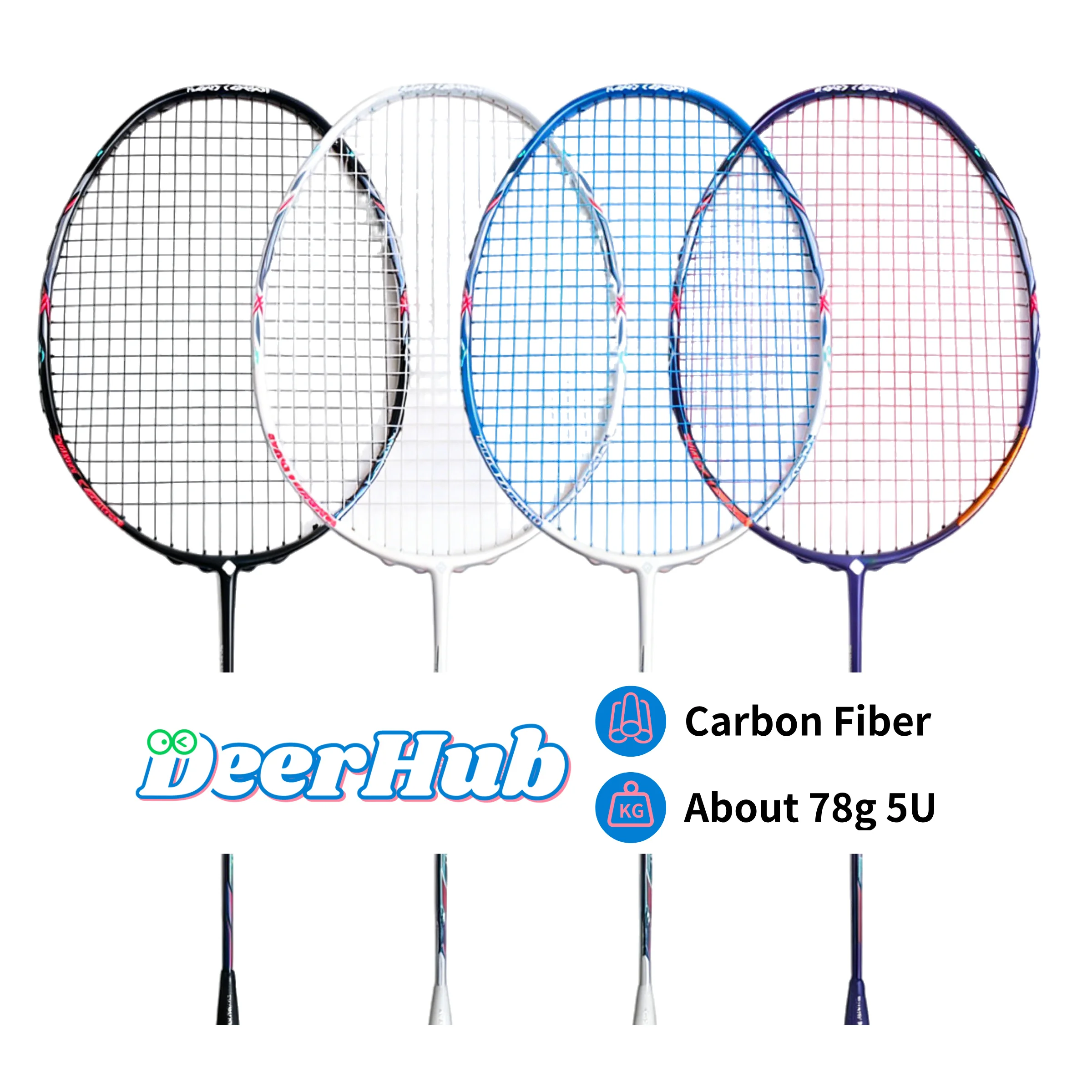 DeerHub New Carbon Fiber Badminton Rackets 5U78g Super Light rofessional Training Racket for Adults with Overgrip Case
DeerHub New Carbon Fiber Badminton Rackets 5U78g Super Light rofessional Training Racket for Adults with Overgrip Case