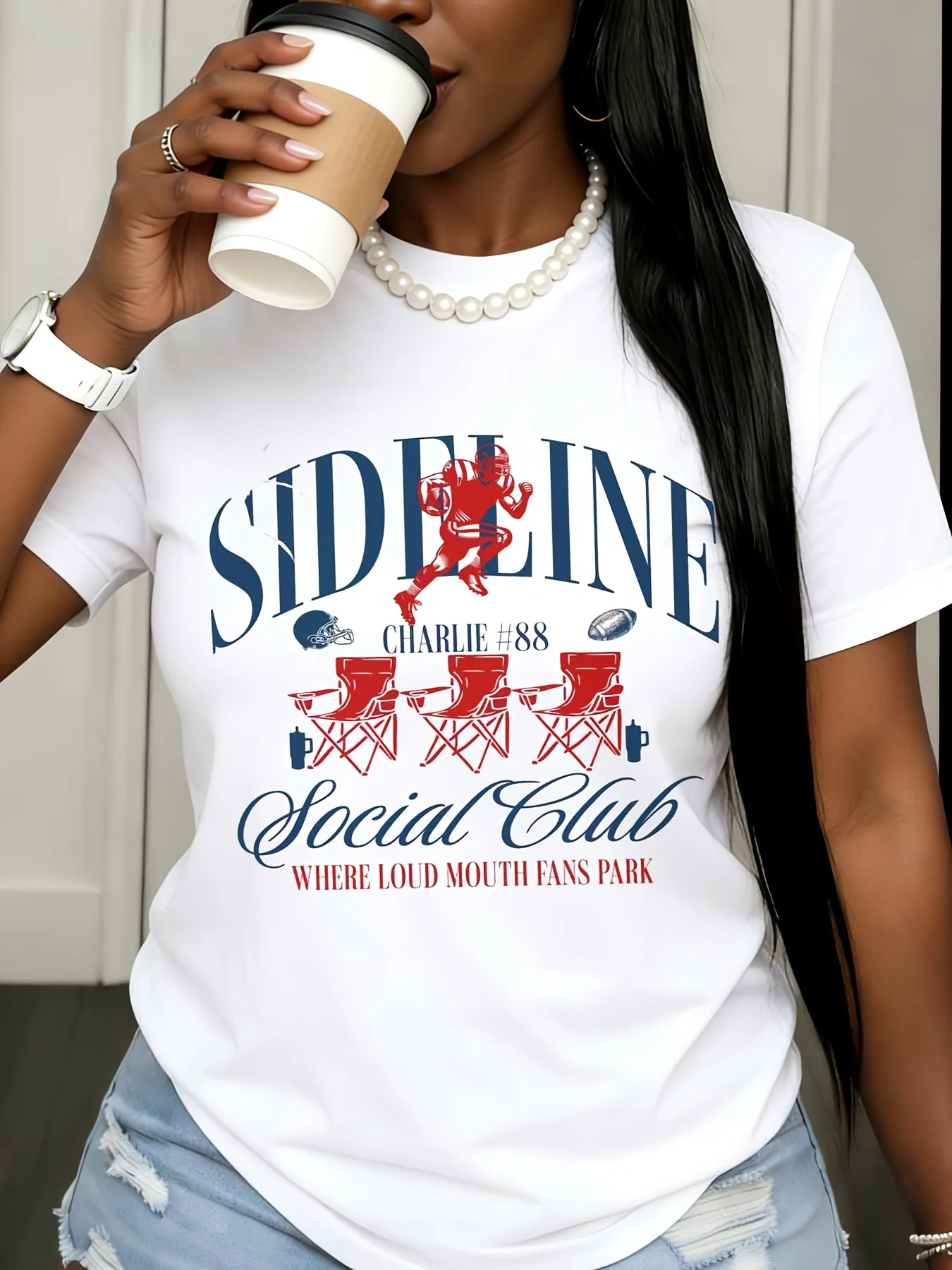 Casual Graphic Tee Sideline Social Club Football Fan Shirt Women Game Day Outfit
Casual Graphic Tee Sideline Social Club Football Fan Shirt Women Game Day Outfit